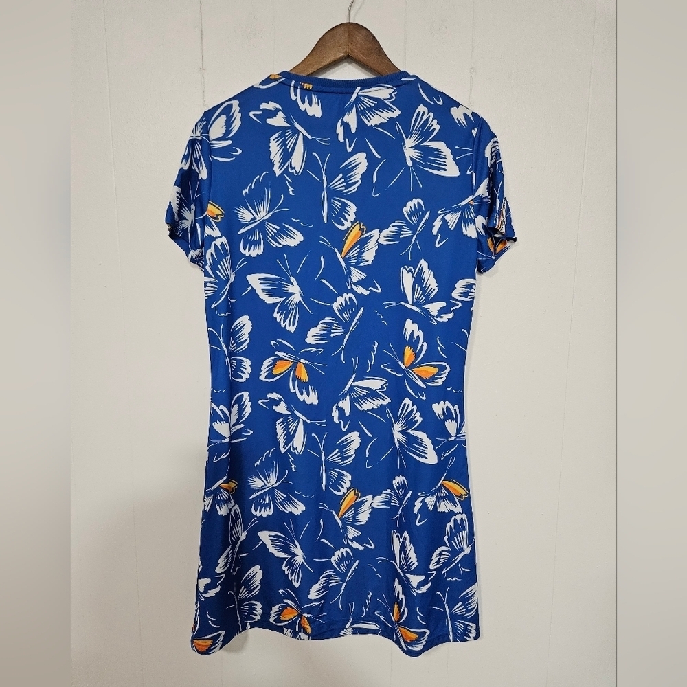 NWT ADIDAS X FARM RIO Butterfly Print Mini Dress Blue - Picture 7 of 10